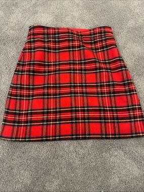 J.crew Red Plaid A-Line high waist Mini Skirt holiday!